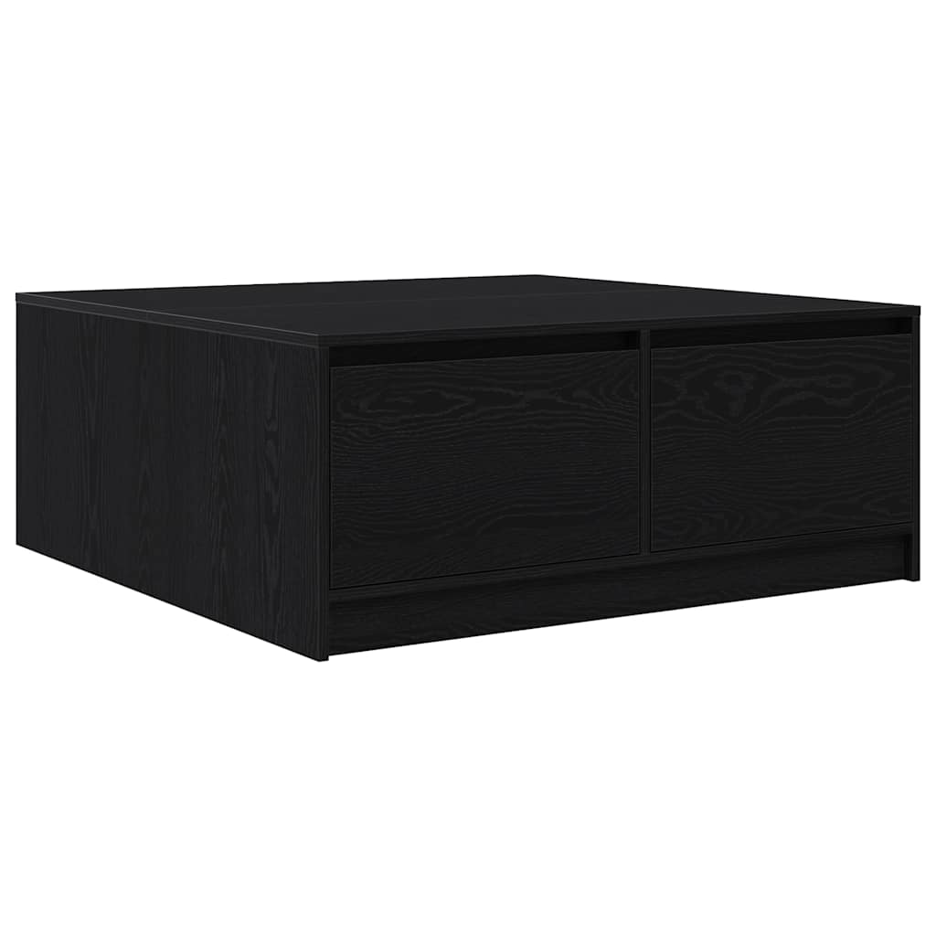 Coffee Table with Drawers Black Oak 100x100x40 cm